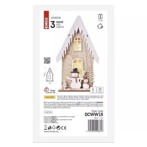 Decor Emos Craciun LED Casa cu om de zapada 28.5cm cu cronometru 2xAA, alb cald - Img 2