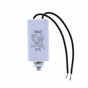 Condensator pornire motor 400V 2.5uF cu fir, Well
