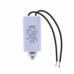 Condensator pornire motor 400V 2.5uF cu fir, Well