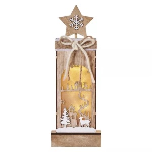Decor de Craciun Emos Peisaj de iarna 34cm cu cronometru 2xAA, alb cald