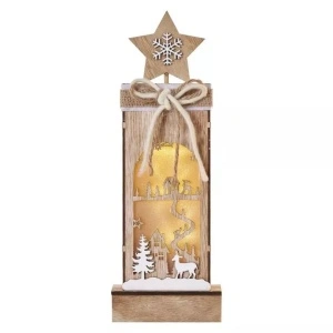 Decor de Craciun Emos Peisaj de iarna 34cm cu cronometru 2xAA, alb cald