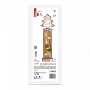 Decoratiune Craciun, Brad, Lemn, 48cm, 2xAA 3V, Emos, 7 LED 0.3W, Lumina Calda - Img 2