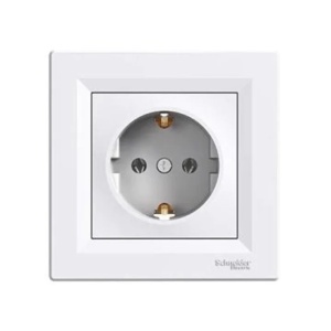 Priza cu impamantare, Schneider, Asfora, Plastic, Electric PEPH2900121, Alb