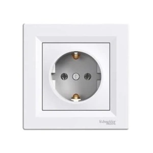 Priza cu impamantare, Schneider, Asfora, Plastic, Electric PEPH2900121, Alb