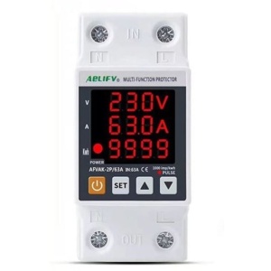 Releu monofazic si contor de energie Monirom, AFVAK – 2P/1-63A, reglabil, digital, protectie supratensiune si suprasarcina
