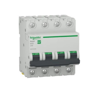 Siguranta automata Easy9, amperaj 40A, 4 poli, protectie IP20, 82x72 mm, Schneider, Alb