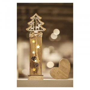 Decoratiune Craciun, Brad, Lemn, 48cm, 2xAA 3V, Emos, 7 LED 0.3W, Lumina Calda - Img 3
