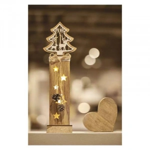 Decoratiune Craciun, Brad, Lemn, 48cm, 2xAA 3V, Emos, 7 LED 0.3W, Lumina Calda - Img 3