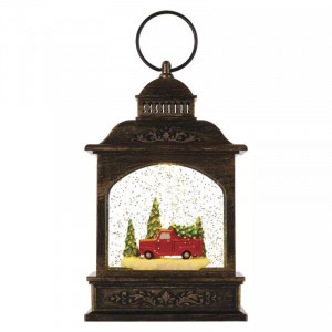 Decoratiune Craciun, Felinar cu masina, 3xAA, Emos, 1 LED 21cm, Lumina Calda - Img 1
