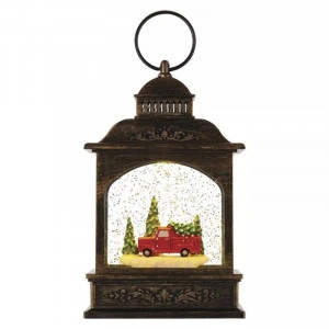 Decoratiune Craciun, Felinar cu masina, 3xAA, Emos, 1 LED 21cm, Lumina Calda