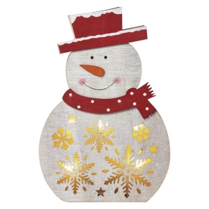 Instalatie luminoasa Craciun Emos Wood Snowman, 5LED, 2AA T WW