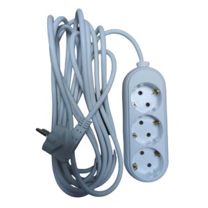Prelungitor Romcab 3 prize, cablu 7m, 3x1mm, Alb