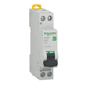 Siguranta electrica automata Schneider Easy9, 1P+N, 25A, 4500 C, termo-magnetic, Clipsabil