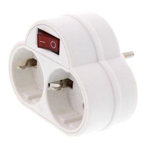 Stecher dublu cu contact protectie si intrerupator, 2 x SCHUKO, Well