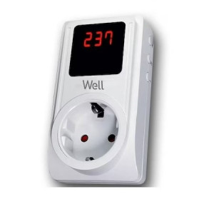 Stecher schuko cu protectie la joasa si inalta tensiune, ecran digital, Well