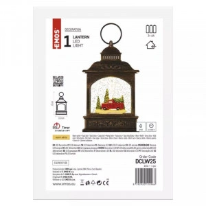 Decoratiune Craciun, Felinar cu masina, 3xAA, Emos, 1 LED 21cm, Lumina Calda - Img 2