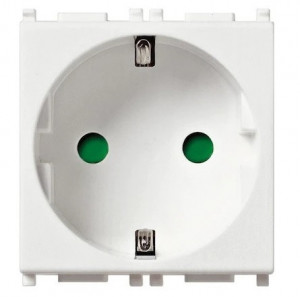 Priza standard german, schuko, alba, 16A, 2 module, 14208, Vimar, Plana