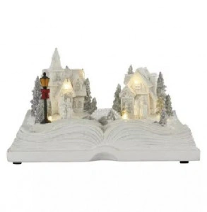 Decoratiune Craciun, Carte Christmas village, Emos, 6 LED 0.22W, Lumina Calda, 3xAA, IP 20