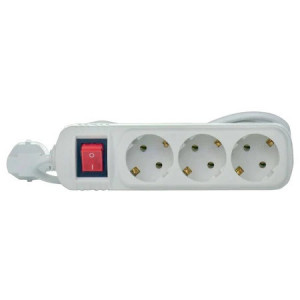 Prelungitor Lohuis, 3 prize, intrerupator, cablu 3x1mm, 3m, alb