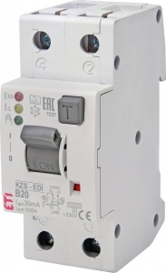 Siguranta automata cu protectie diferentiala si supracurent RCBO KZS-2M2p EDI A B20/0.03