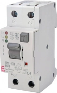 Siguranta automata cu protectie diferentiala si supracurent RCBO KZS-2M2p EDI A B20/0.03