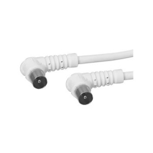 Cablu coaxial mufat, alb, COAX tata COAX mama, mufe cotite, 2.50 m, Well
