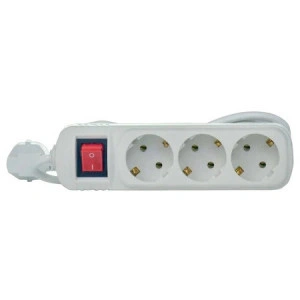 Prelungitor Lohuis, 3 prize, intrerupator, cablu 3x1mm, 5m, alb