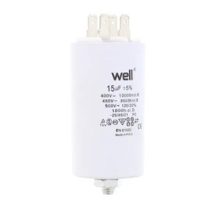 Condensator pornire motor 400V 15uF cu pin, Well