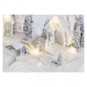 Decoratiune Craciun, Carte Christmas village, Emos, 6 LED 0.22W, Lumina Calda, 3xAA, IP 20 - Img 3
