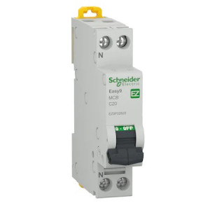 Siguranta electrica automata Schneider Easy9, 1P+N, 20A, 4500 C, termo-magnetic, Clipsabil