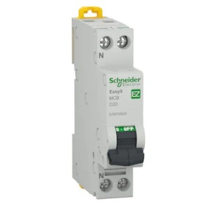 Siguranta electrica automata Schneider Easy9, 1P+N, 20A, 4500 C, termo-magnetic, Clipsabil