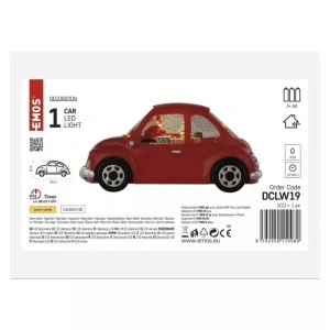 Decoratiune Craciun, Masina Mos Craciun, Rosu, 3xAA 1.5V, Emos, 1 LED 0.36W, Lumina Calda - Img 2
