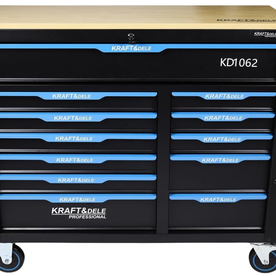 Dulap mobil de scule KraftDele KD1062 cu 501 piese, 12 sertare și