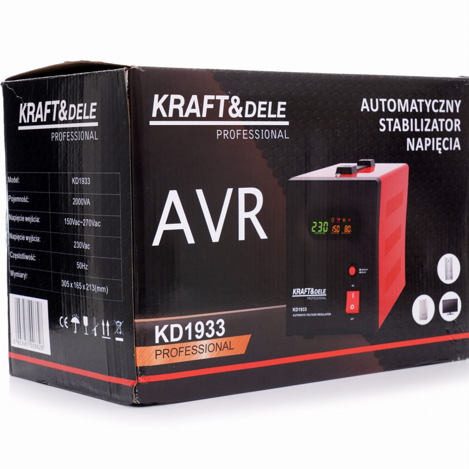 Stabilizator de tensiune AVR 2000VA 230V KraftDele KD1933 pentru