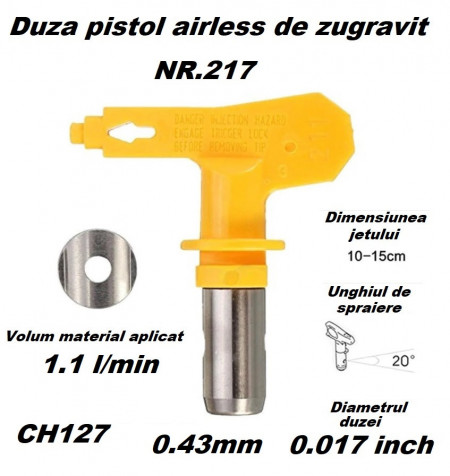 Duza NR.217 pentru pistol airless de zugravit 0.43mm CH127
