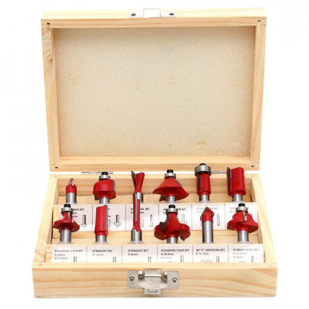 Set de 12 freze pentru lemn diferite profile KraftDele KD10282 8mm