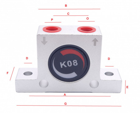 Vibrator pneumatic oscilant tip bilă K8 oscilare 22500 VPM vibrare 245 N CH067