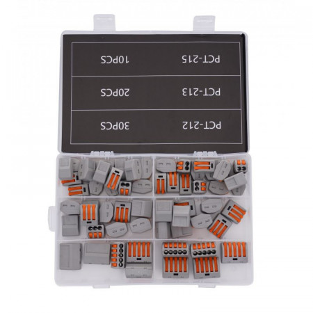 Set 60 buc. conectori de terminale cu clips de tip WAGO 2,3 si 5 KD10496 KraftDele