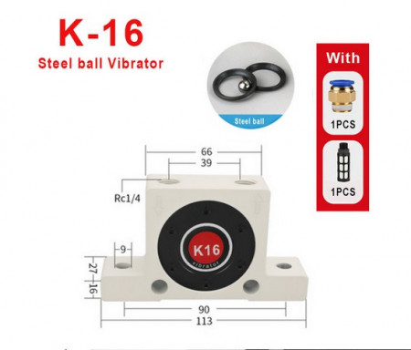 Vibrator pneumatic oscilant tip bilă K16 oscilare 13250 VPM vibrare 440 N CH118