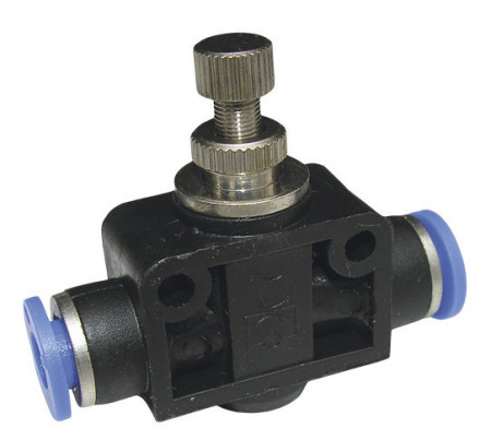 Drosel pneumatic de linie SA CONECTOR PLASTIC CU REGLAJ DEBIT 6mm MA0118.08