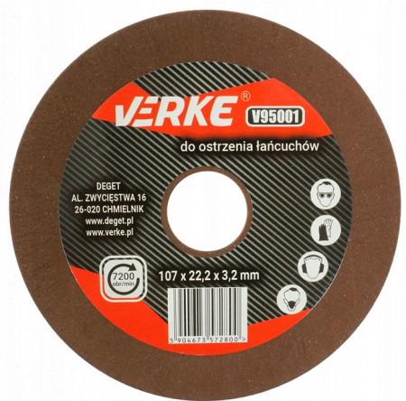 Disc abraziv pentru masina de ascutit lanturi , grosime 3.2x22.2x107 mm V95002