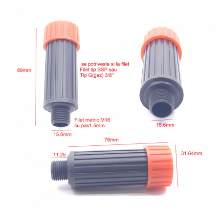 Supapa aer comprimat pentru cap compresie filet M16 16mm 3/8" NR.950
