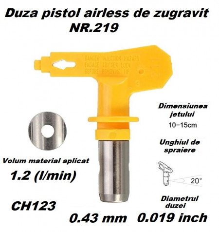 Duza NR.219 pentru pistol airless de zugravit 0.43mm CH123