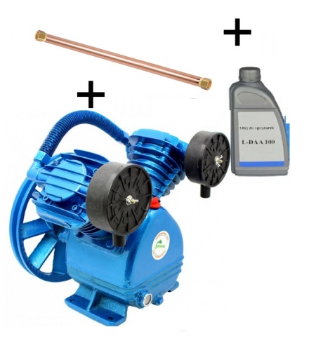 Cap compresor de aer 2 pistoane in V 400l/min 2.2-3kW 10 bari + teava de racord