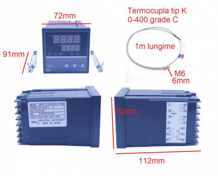 Controler PID temperatura 0-400C 240VAC REX-C700 cu termocupla K CH066