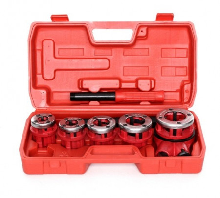 Set clupa filetat manuala, 3/8, 1/2, 3/4, 1, 1+1/4 KraftDele KD331 TBC