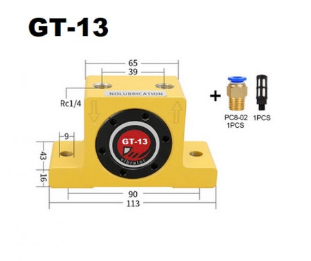 Vibrator pneumatic oscilant tip bilă GT13 oscilare 26000 VPM vibrare 1400 N CH116
