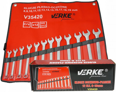 Set chei fixe + inelare combinate 12 piese 8-19mm V35420 Verke