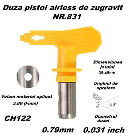Duza NR.831 pentru pistol airless de zugravit 0.79mm CH122