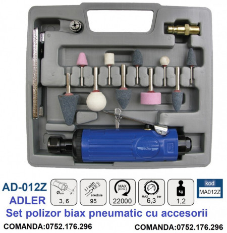 Set polizor biax pneumatic cu accesorii 12 piese ADLER AD-012Z PROFI